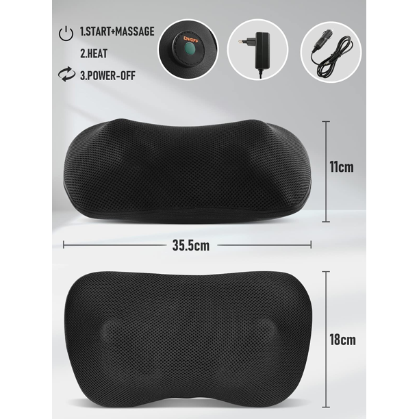 MaxKare Back Massager Pillow with Heat Shiatsu Massager Kneading Massager for Back, Neck, Shoulder, Waist, Use at Home Office
