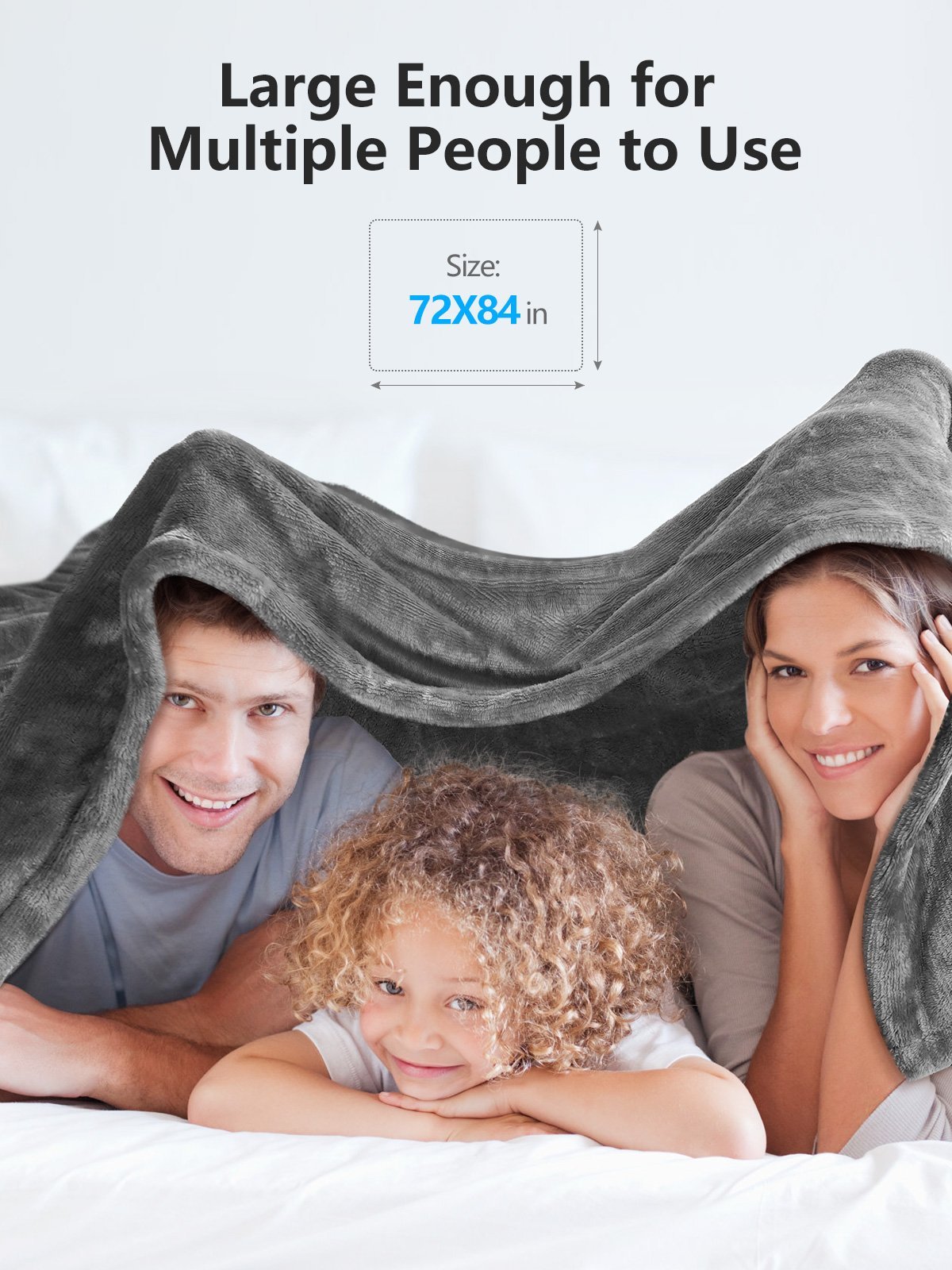 Electric Heated Blanket Full 72"x84"Oversized Flannel Heated Blanketfor Whole Body Warming, ETL and FCC Certification Fast Heating with 4 Heating Levels & 10 Hours Auto Off, Machine Washable - NAIPO