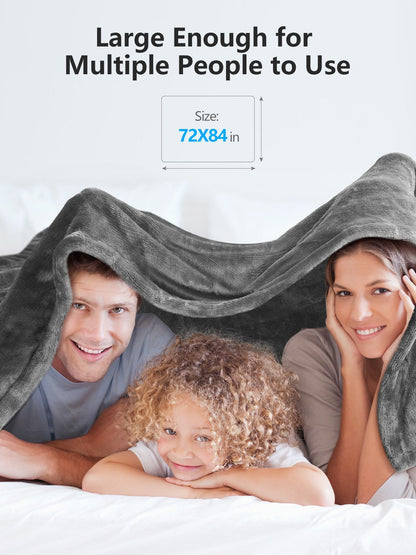 Electric Heated Blanket Full 72"x84"Oversized Flannel Heated Blanketfor Whole Body Warming, ETL and FCC Certification Fast Heating with 4 Heating Levels & 10 Hours Auto Off, Machine Washable - NAIPO