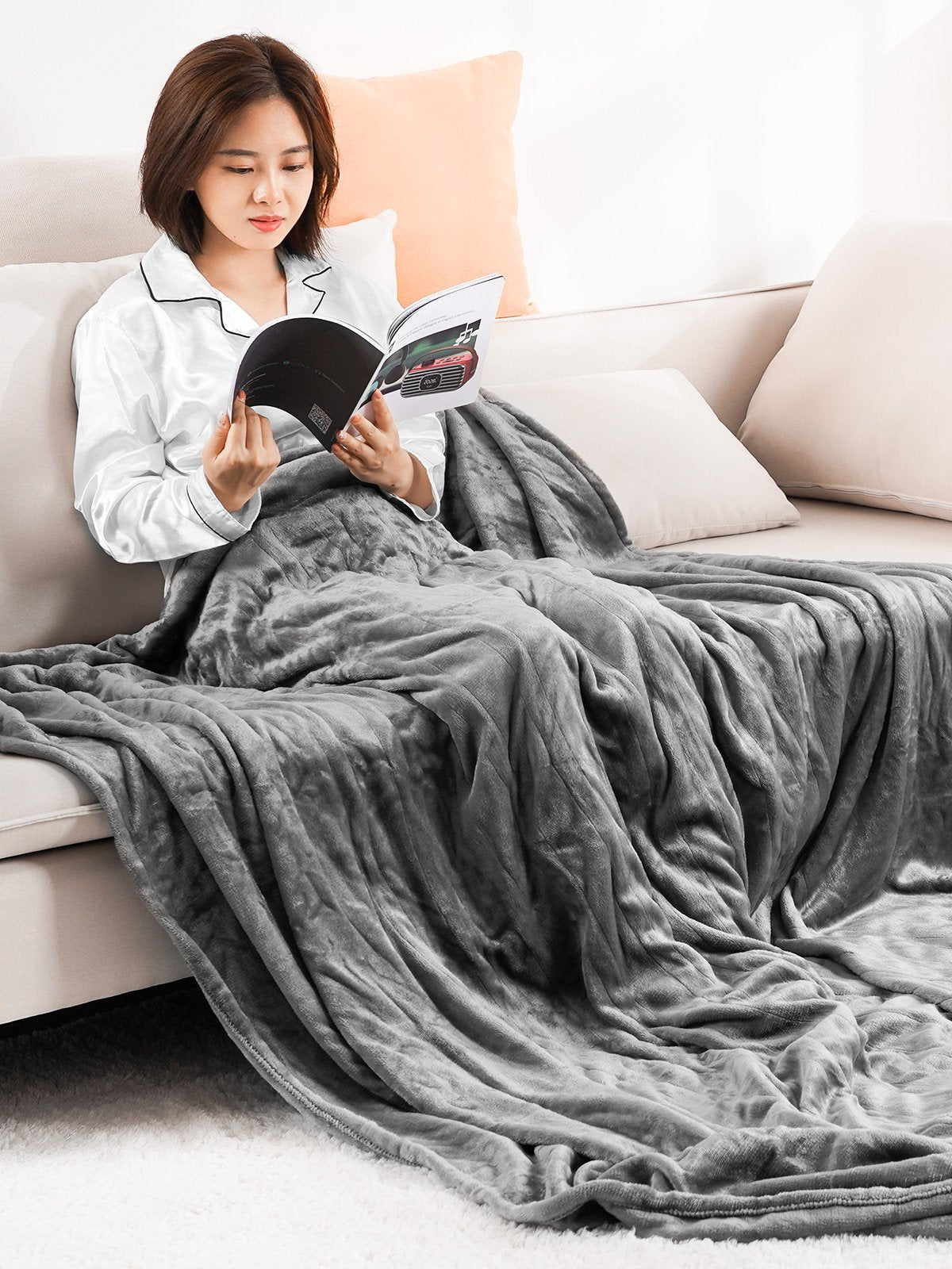 Electric Heated Blanket Full 72"x84"Oversized Flannel Heated Blanketfor Whole Body Warming, ETL and FCC Certification Fast Heating with 4 Heating Levels & 10 Hours Auto Off, Machine Washable - NAIPO