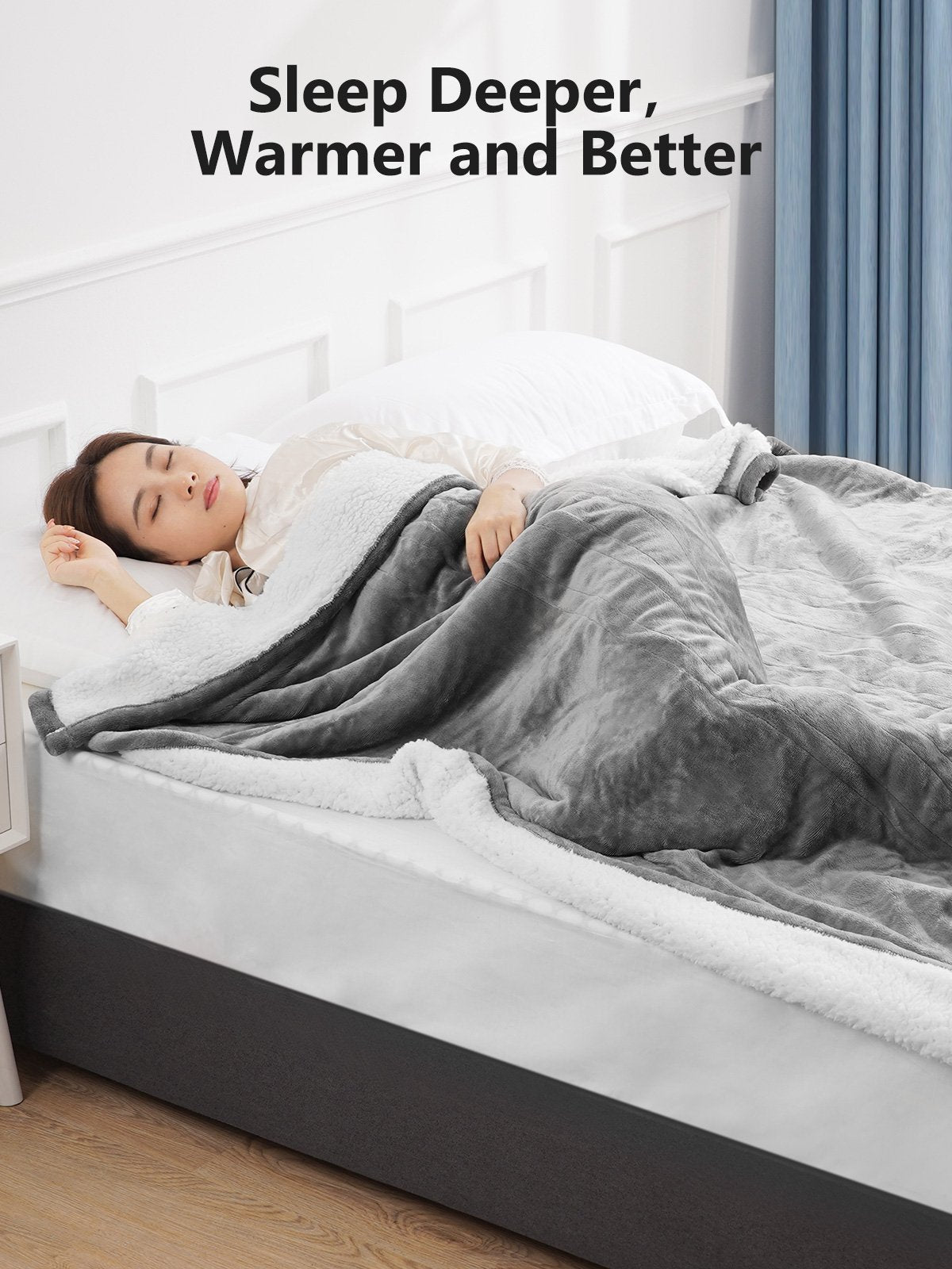 Load image into Gallery viewer, Electric Heated Blanket Full Size 72&quot;x84&quot; Flannel &amp; Shu Velveteen Reversible for Whole Body Warming, ETL and FCC Certification Fast Heating with 4 Heating Levels &amp; 10 Hours Auto Off, Machine Washable - NAIPO
