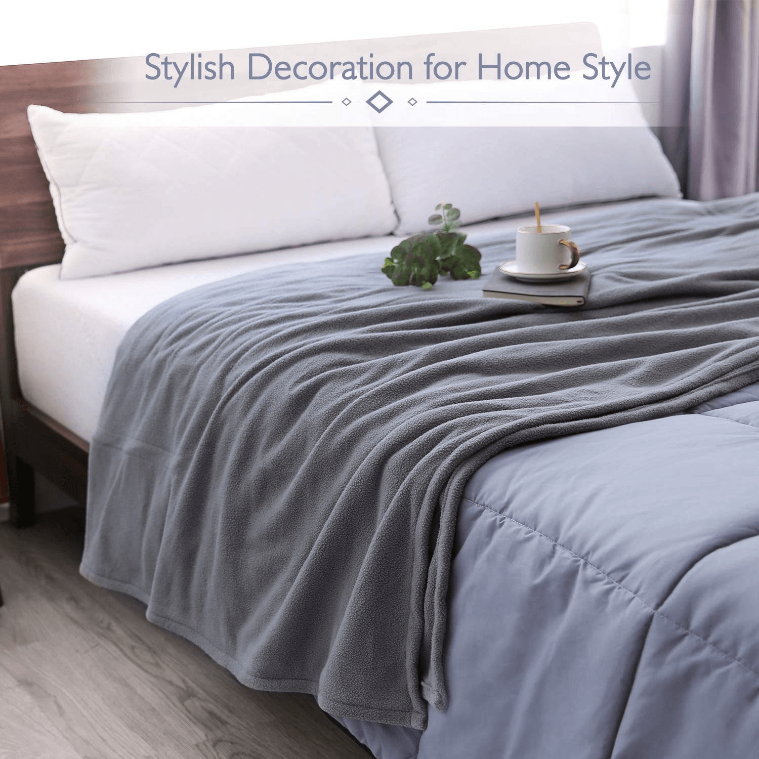 Electric Heated Blanket Full Size 77'' x 84'' Heated Throw for Whole Body Warming & Extra Large Size, 4 Heating Levels and 10H Auto-Off with Overheating Protection - Grey - NAIPO