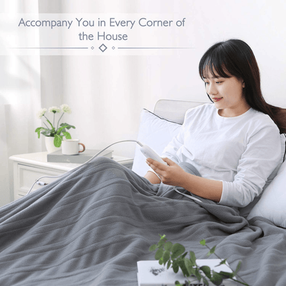 Electric Heated Blanket Full Size 77'' x 84'' Heated Throw for Whole Body Warming & Extra Large Size, 4 Heating Levels and 10H Auto-Off with Overheating Protection - Grey - NAIPO