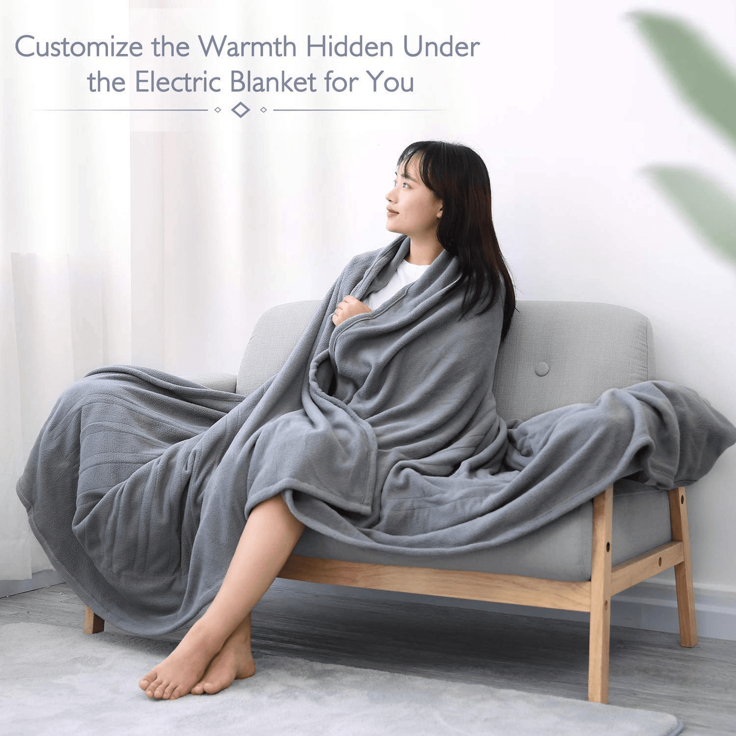 Electric Heated Blanket Full Size 77'' x 84'' Heated Throw for Whole Body Warming & Extra Large Size, 4 Heating Levels and 10H Auto-Off with Overheating Protection - Grey - NAIPO