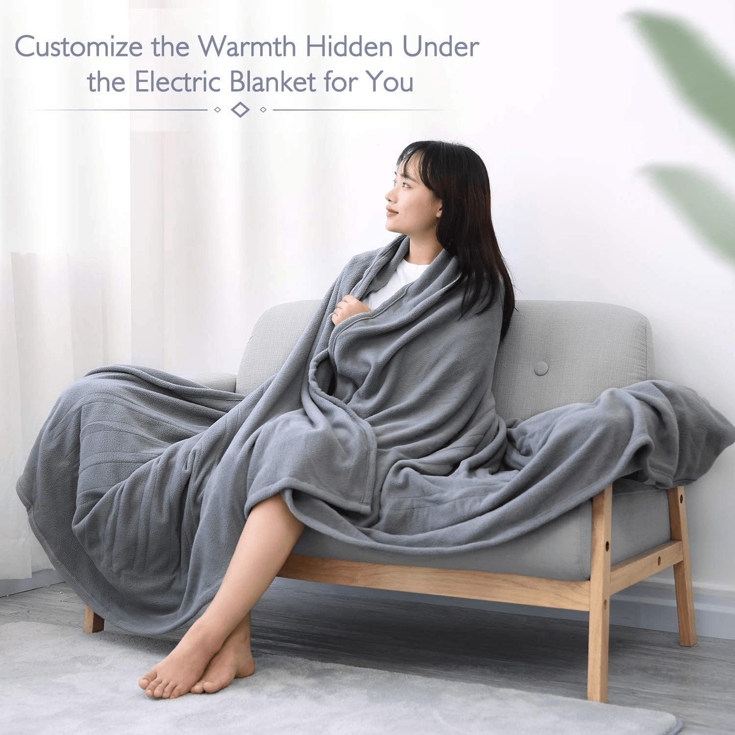 Electric Heated Blanket Full Size 77'' x 84'' Heated Throw for Whole Body Warming & Extra Large Size, 4 Heating Levels and 10H Auto-Off with Overheating Protection - Grey - NAIPO