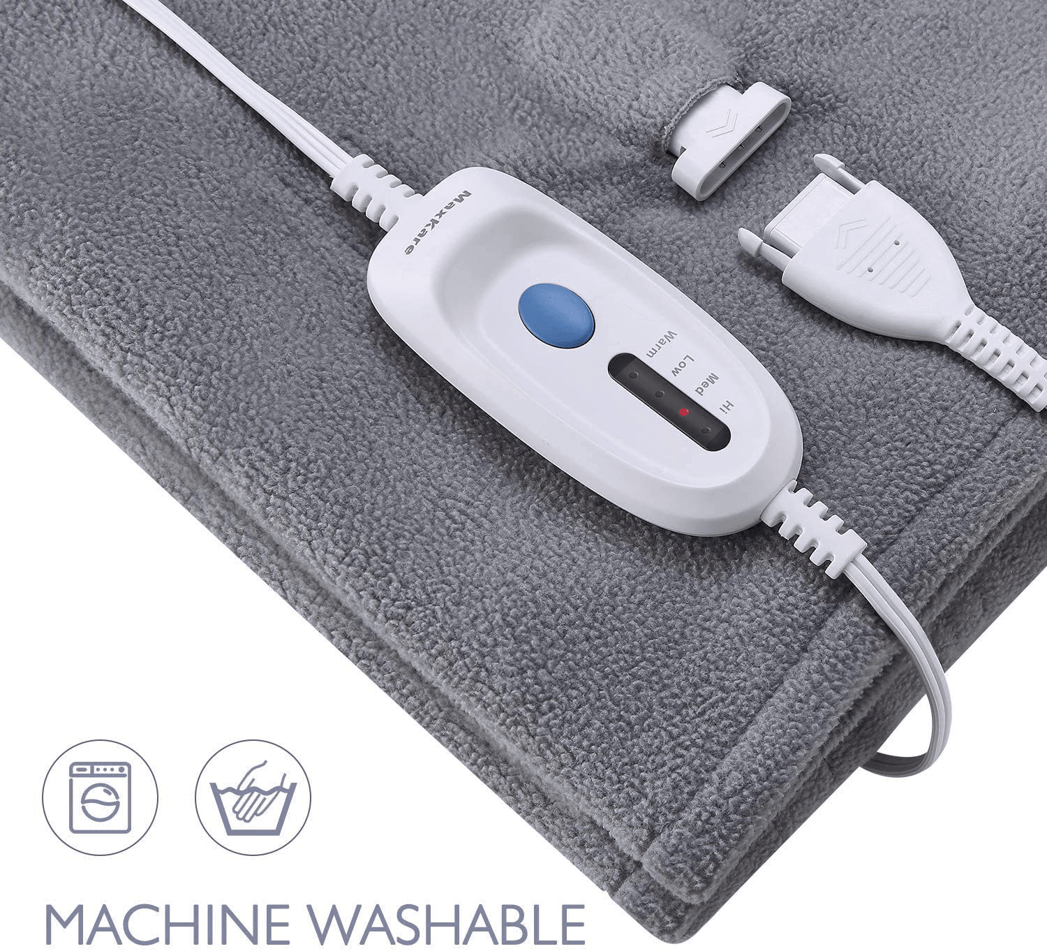 Electric Heated Blanket Full Size 77'' x 84'' Heated Throw for Whole Body Warming & Extra Large Size, 4 Heating Levels and 10H Auto-Off with Overheating Protection - Grey - NAIPO