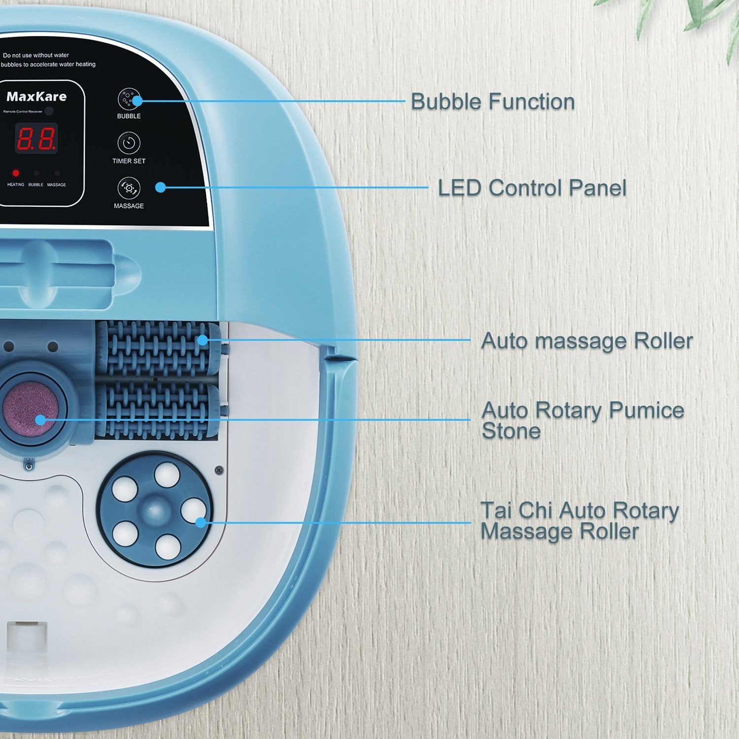 – Remote MaxKare Spa Massager: Shiatsu Bath Wireless MAXKARE Control, Rollers 8 Foot