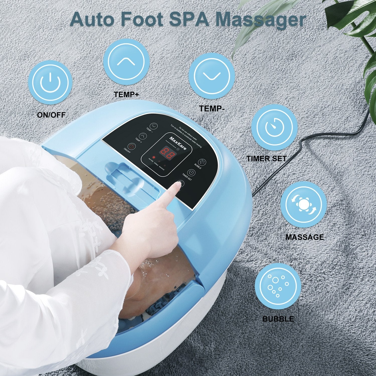 Spa MaxKare Bath Control, Remote Massager: MAXKARE 8 Foot – Rollers Wireless Shiatsu
