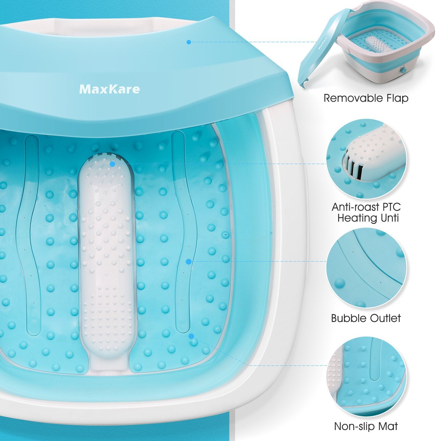 Load image into Gallery viewer, Foot Spa Bath Massager with Collapsible Design, Fast Heating with Bubbles Massage Function, Easy Storage, Foldable Foot Soaking Tub for Feet - NAIPO
