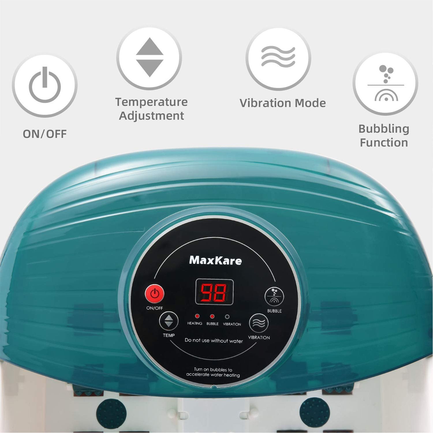MaxKare Foot Spa Bath Massager with Heat, Bubbles, and Vibration, Digi MaxKare Foot Spa Bath Massager with Heat, Bubbles, and Vibration, Digi