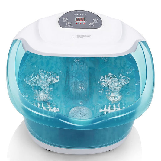 Foot Spa/Bath Massager with Heat Bubbles Vibration 3 in 1 Function, 4 Massaging Rollers Pedicure for Tired Feet Help Sleep Home Use - NAIPO