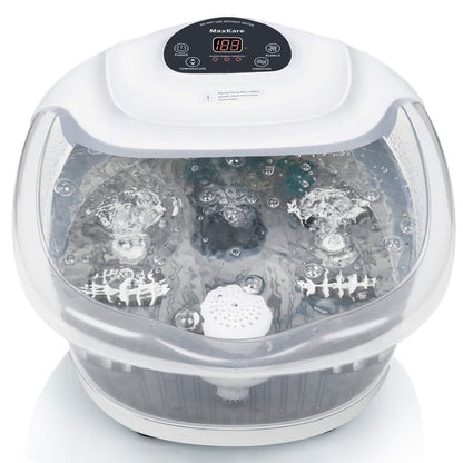 Foot Spa/Bath Massager with Heat Bubbles Vibration 3 in 1 Function, 4 Massaging Rollers Pedicure for Tired Feet Help Sleep Home Use - NAIPO