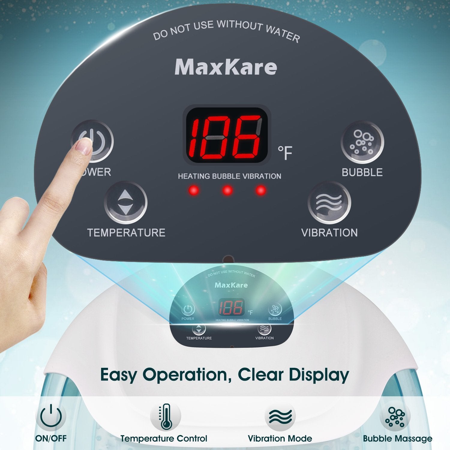 Foot Spa/Bath Massager with Heat Bubbles Vibration 3 in 1 Function, 4 Massaging Rollers Pedicure for Tired Feet Help Sleep Home Use - NAIPO