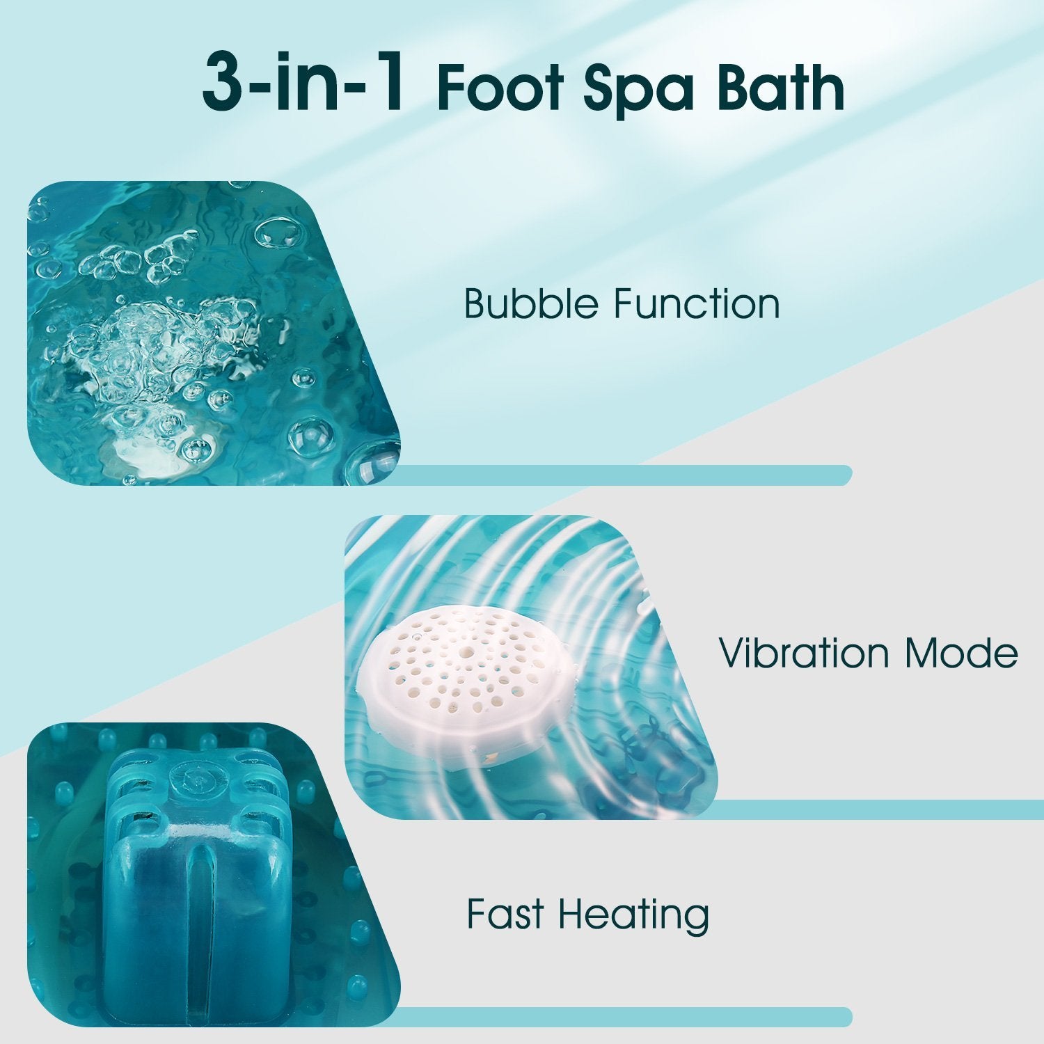 Foot Spa/Bath Massager with Heat Bubbles Vibration 3 in 1 Function, 4 Massaging Rollers Pedicure for Tired Feet Help Sleep Home Use - NAIPO