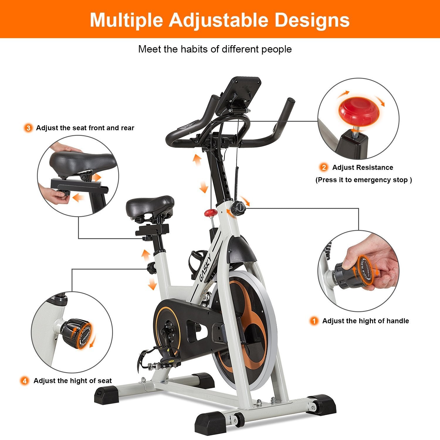 Load image into Gallery viewer, GASKY Indoor Exercise Bike Stationary Cycling Bike with LCD Monitor Tablet Holder, Comfortable Seat Cushion for Home Gym Office Use - NAIPO
