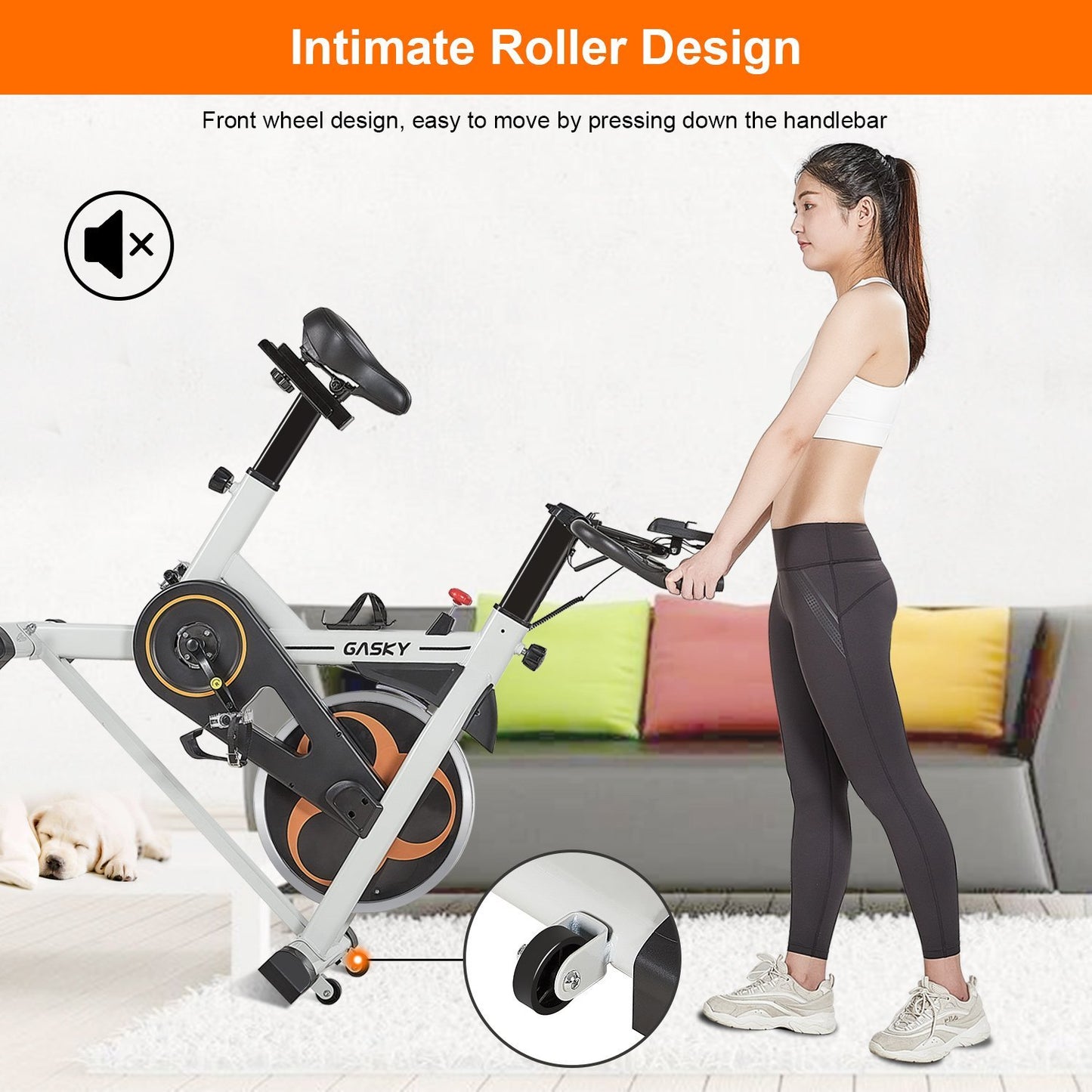 GASKY Indoor Exercise Bike Stationary Cycling Bike with LCD Monitor Tablet Holder, Comfortable Seat Cushion for Home Gym Office Use - NAIPO
