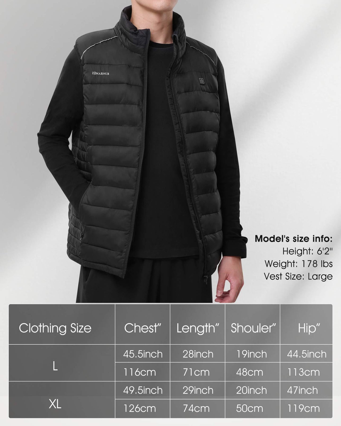 Heated Vest, Lightweight Outdoor Clothing with Battery Pack, 4 Large Heating Panels - NAIPO