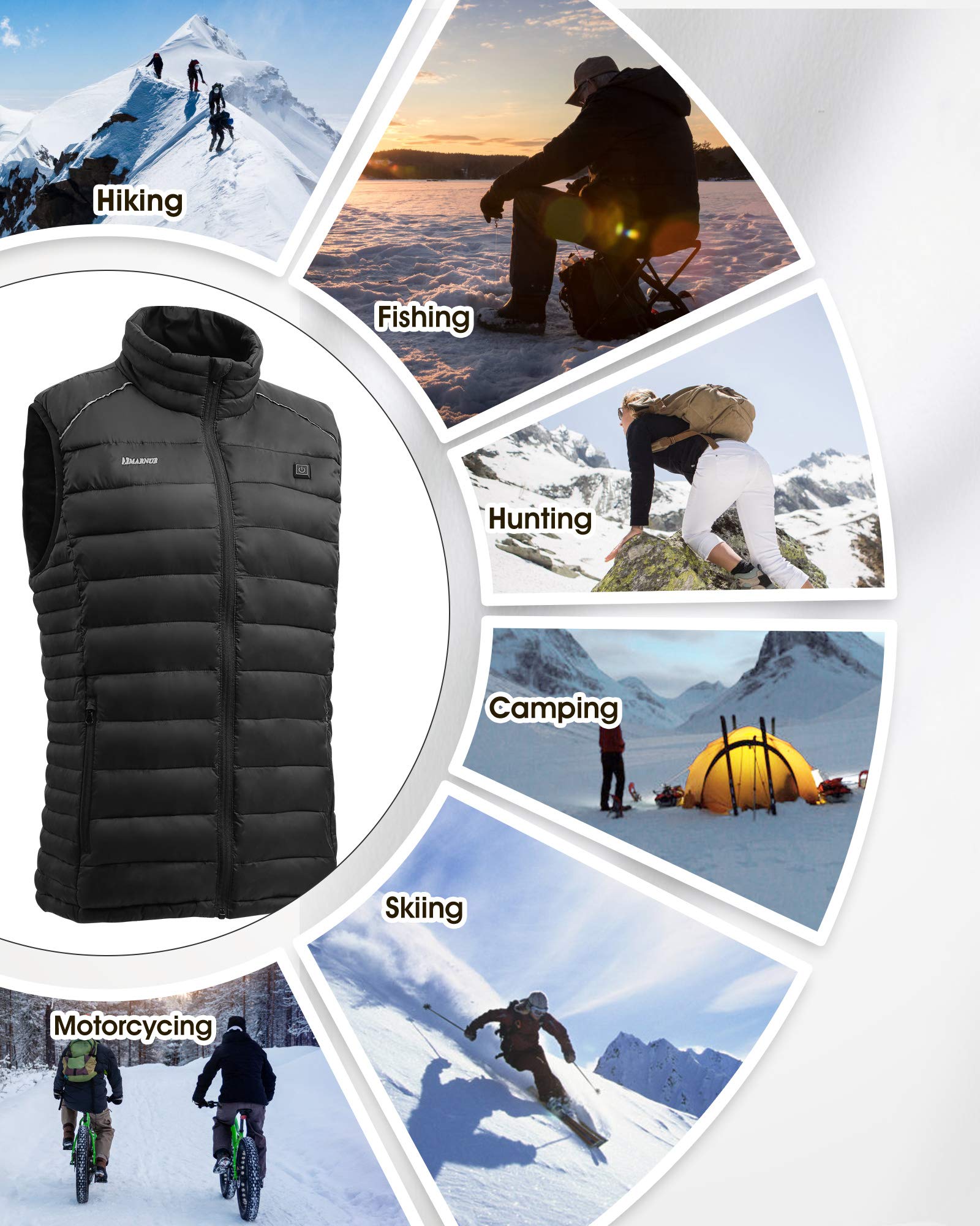 Heated Vest, Lightweight Outdoor Clothing with Battery Pack, 4 Large Heating Panels - NAIPO