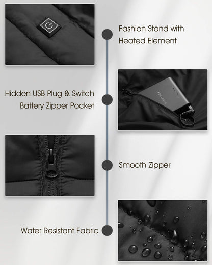 Heated Vest, Lightweight Outdoor Clothing with Battery Pack, 4 Large Heating Panels - NAIPO