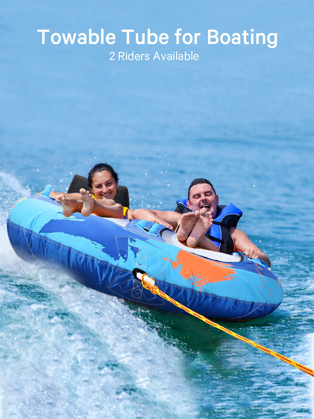 Maxkare Towable Tube for Boating 2 Rider for Youth & Adult Have Fun Outdoor, Blue