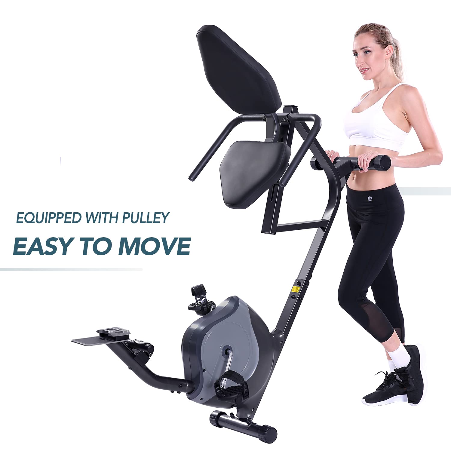 Load image into Gallery viewer, Maxkare Magnetic Recumbent Exercise Bike with Pulse Rate Monitoring, phone holder and Quick Adjustable Seat for Home Workout, 300 lb Capacity
