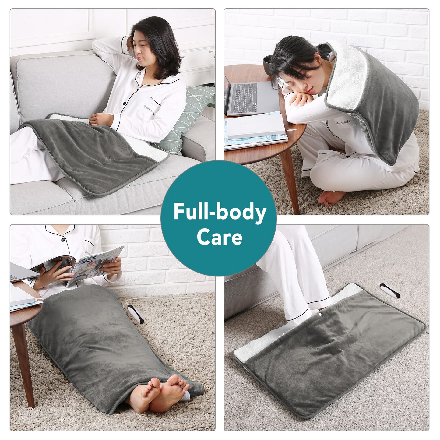 Maxkare Heating Pad Electric Foot Warmer - 20in x 32in Extra Large Size Full-Body Use for Feet, Back, Shoulders with Auto Shut Off, Grey