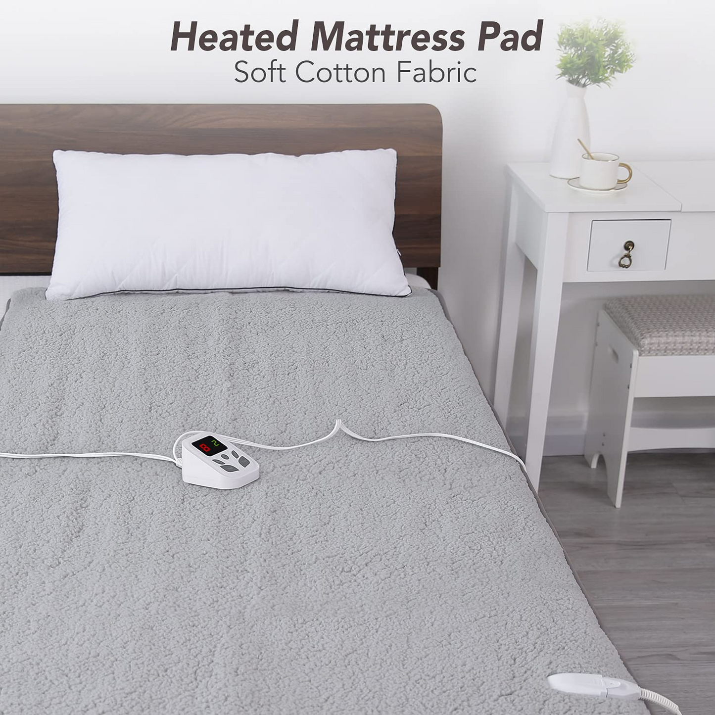 MaxKare Twin Size Heated Mattress Pad Soft Cotton Fabric, with 10 Heating Levels & 9 Timer Auto Off Settings, ETL Certification, Machine Washable