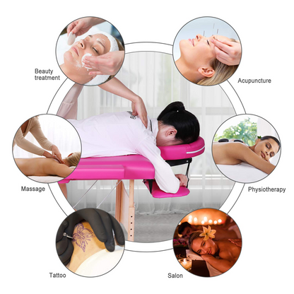 Maxkare Portable Folding Massage Table 2 Section with Headrest, Armrest, and Hand Pallet, 496lbs Capacity, Pink