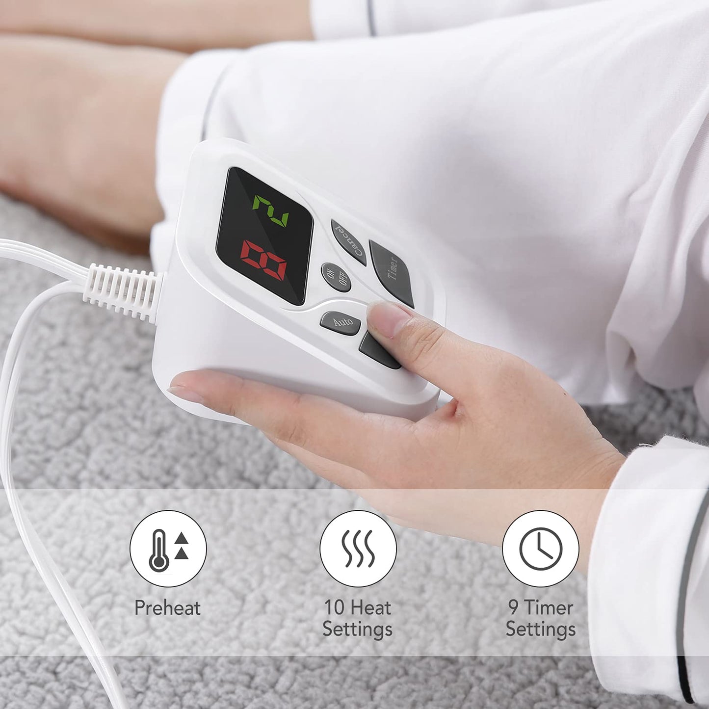 MaxKare Twin Size Heated Mattress Pad Soft Cotton Fabric, with 10 Heating Levels & 9 Timer Auto Off Settings, ETL Certification, Machine Washable