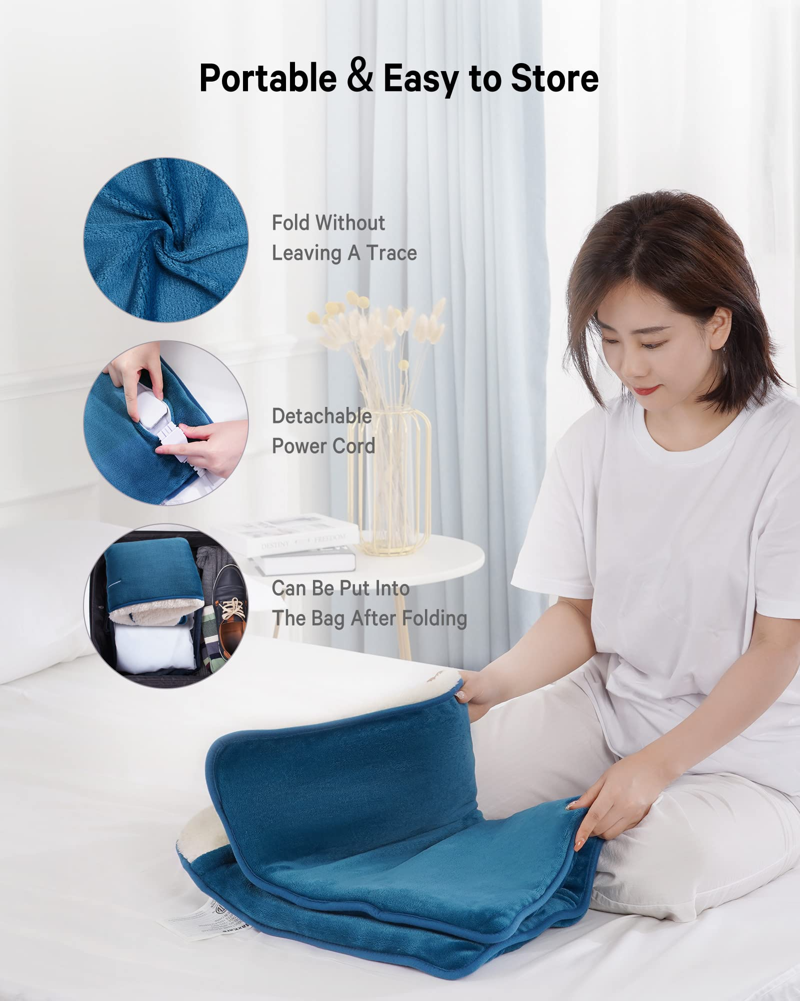 Load image into Gallery viewer, Maxkare Heating Pad Electric Foot Warmer - 20in x 32in Extra Large Size Full-Body Use for Feet, Back, Shoulders with Auto Shut Off, Blue
