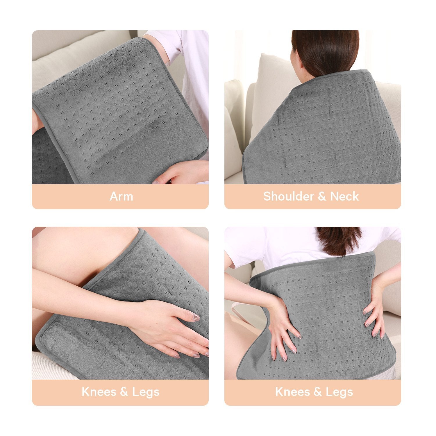 Load image into Gallery viewer, Large 12&quot; x 24&quot; Size Heating Pad with 3 Heat Settings and 2 Hour Auto shut off, Iron Grey - NAIPO
