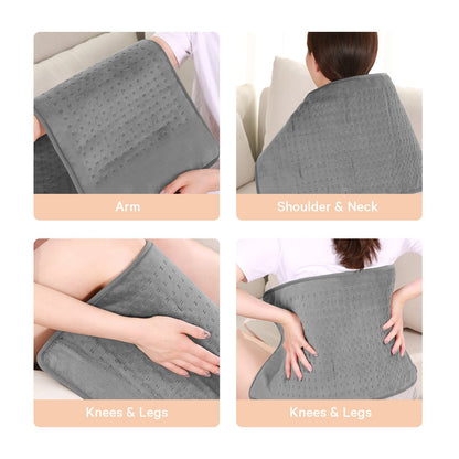 Large 12" x 24" Size Heating Pad with 3 Heat Settings and 2 Hour Auto shut off, Iron Grey - NAIPO