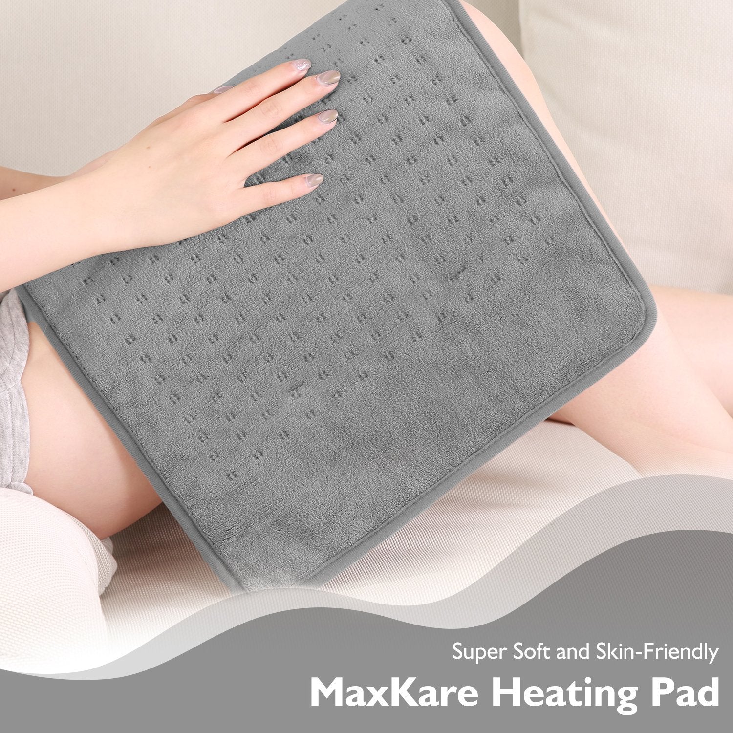 Load image into Gallery viewer, Large 12&quot; x 24&quot; Size Heating Pad with 3 Heat Settings and 2 Hour Auto shut off, Iron Grey - NAIPO
