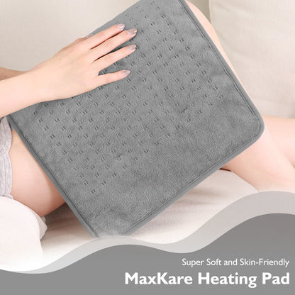 Large 12" x 24" Size Heating Pad with 3 Heat Settings and 2 Hour Auto shut off, Iron Grey - NAIPO
