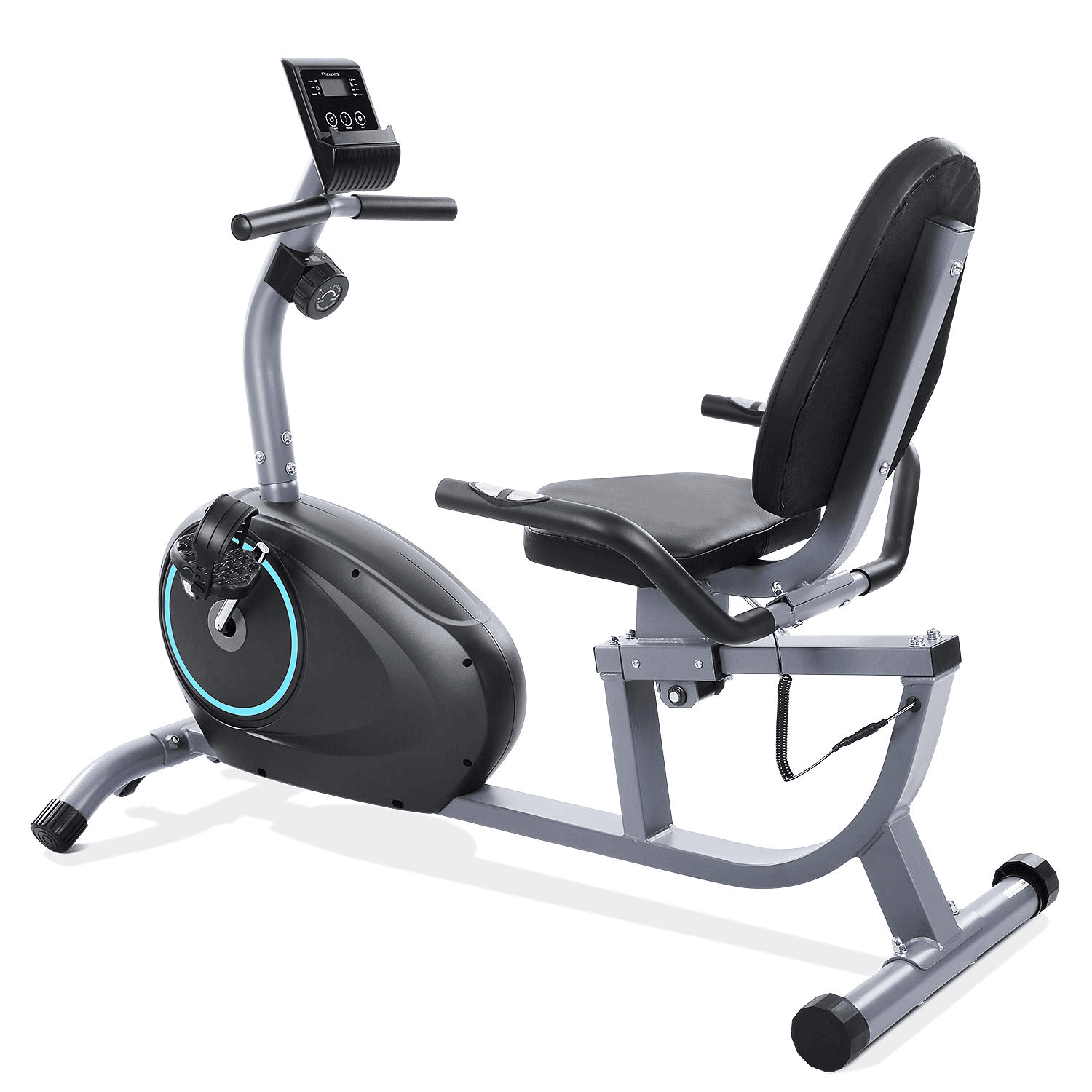 MARNUR Recumbent Exercise Bike Indoor Cycling Stationary Magnetic Home with 8 Levels Adjustable Resistance with LCD Monitor & Pad Holder for Men and Women - NAIPO