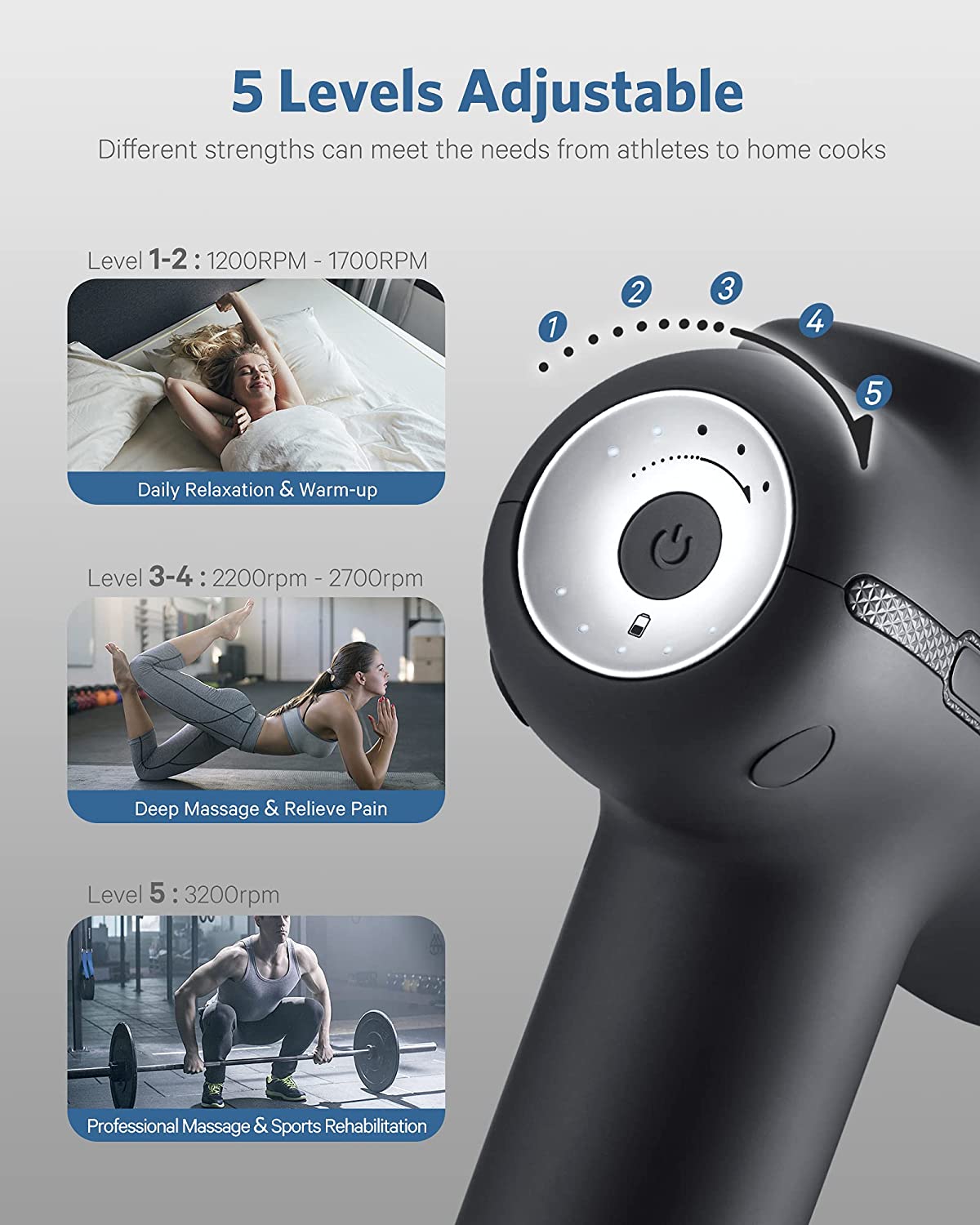 Load image into Gallery viewer, Massage Gun for Athletes, Naipo Handheld Massage Deep Tissue Body Muscle Massage Gun Professional Percussion for Pain Relief Relaxation with 5 Massage Heads Cordless Quiet Portable Carrying Case - NAIPO
