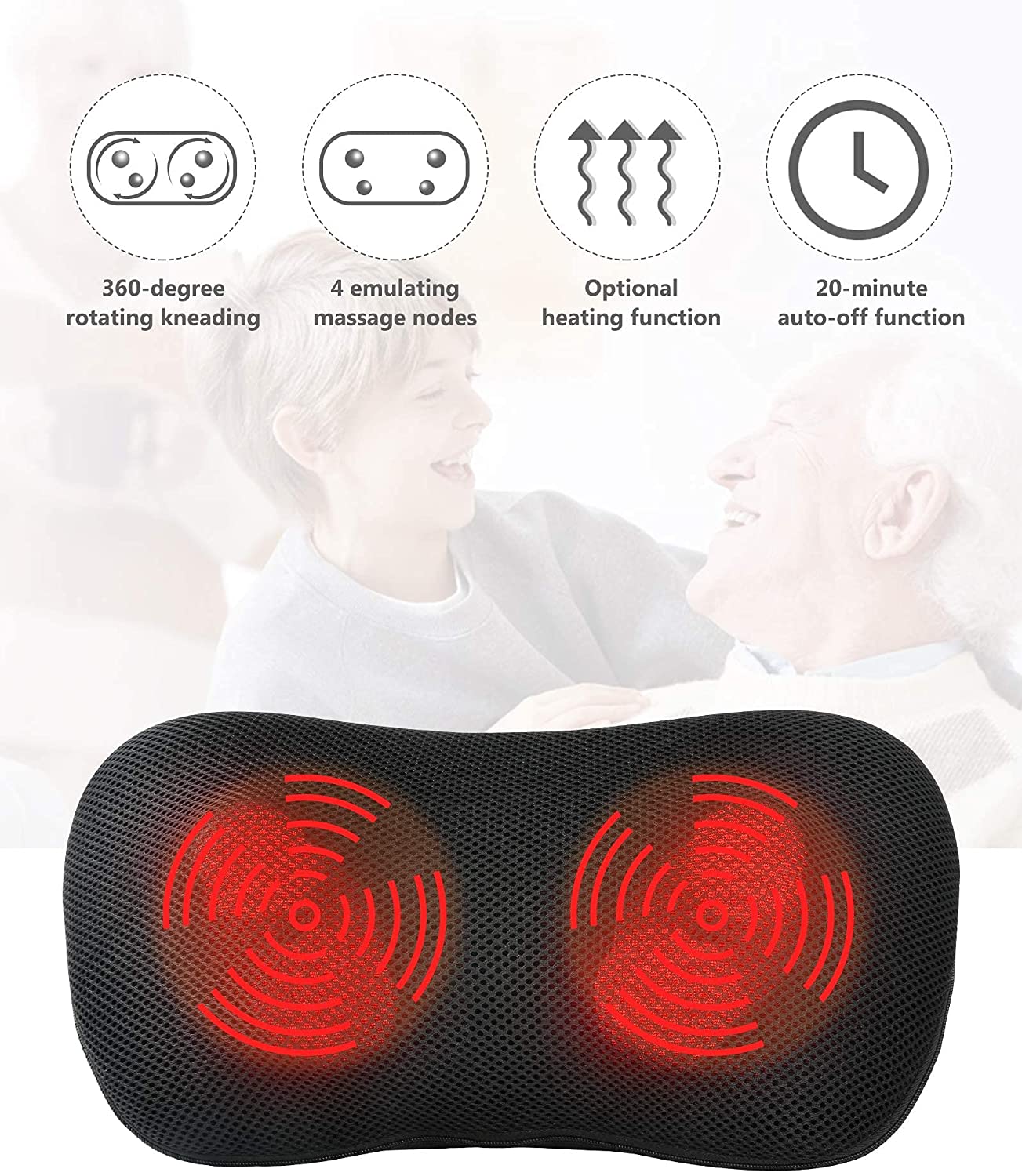 Load image into Gallery viewer, Maxkare Back Massager Neck Massager Massage Pillow With Heat, Shiatsu Kneading Massager for Shoulder, Waist, Use At Home Office - NAIPO
