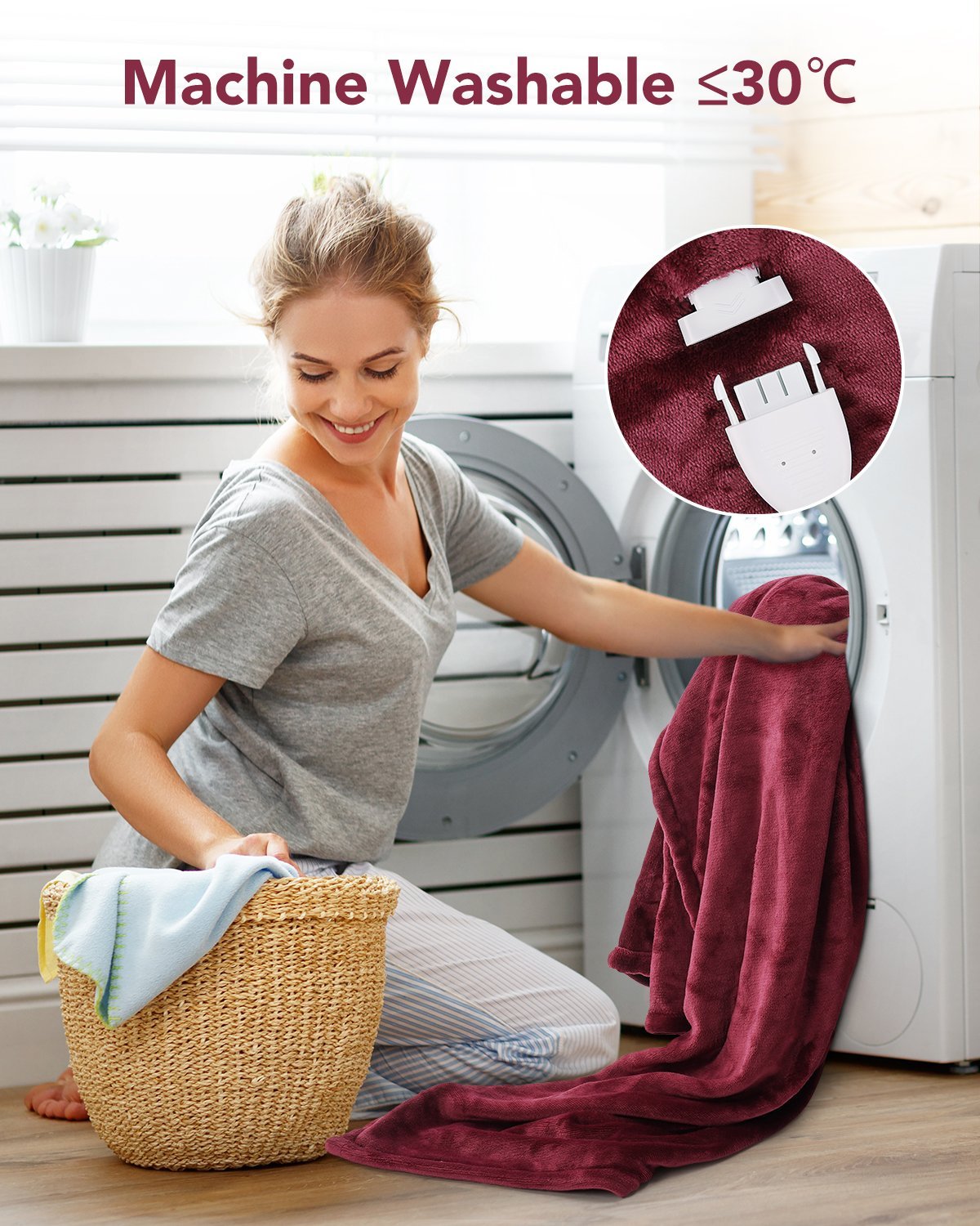 MaxKare Electric Blanket Heated Queen Throw 72" x 84" Oversized Flannel Heated Blanket, ETL Certification Fast Heating with 4 Heating Levels & 10 Hours Auto Off, Machine Washable - NAIPO