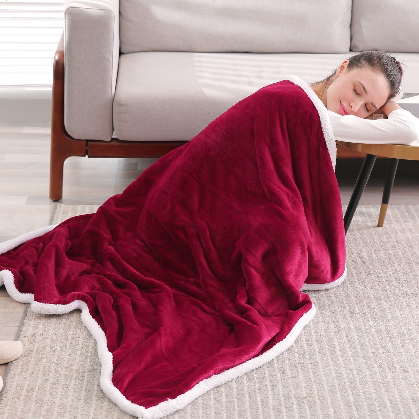 MaxKare Electric Blanket Heated Throw Flannel & Sherpa Fast Heating Blanket 50" x 60", ETL Certification with 4 Heating Levels & 3 Hours Auto-Off Timing Settings, Home Use & Machine Washable - NAIPO