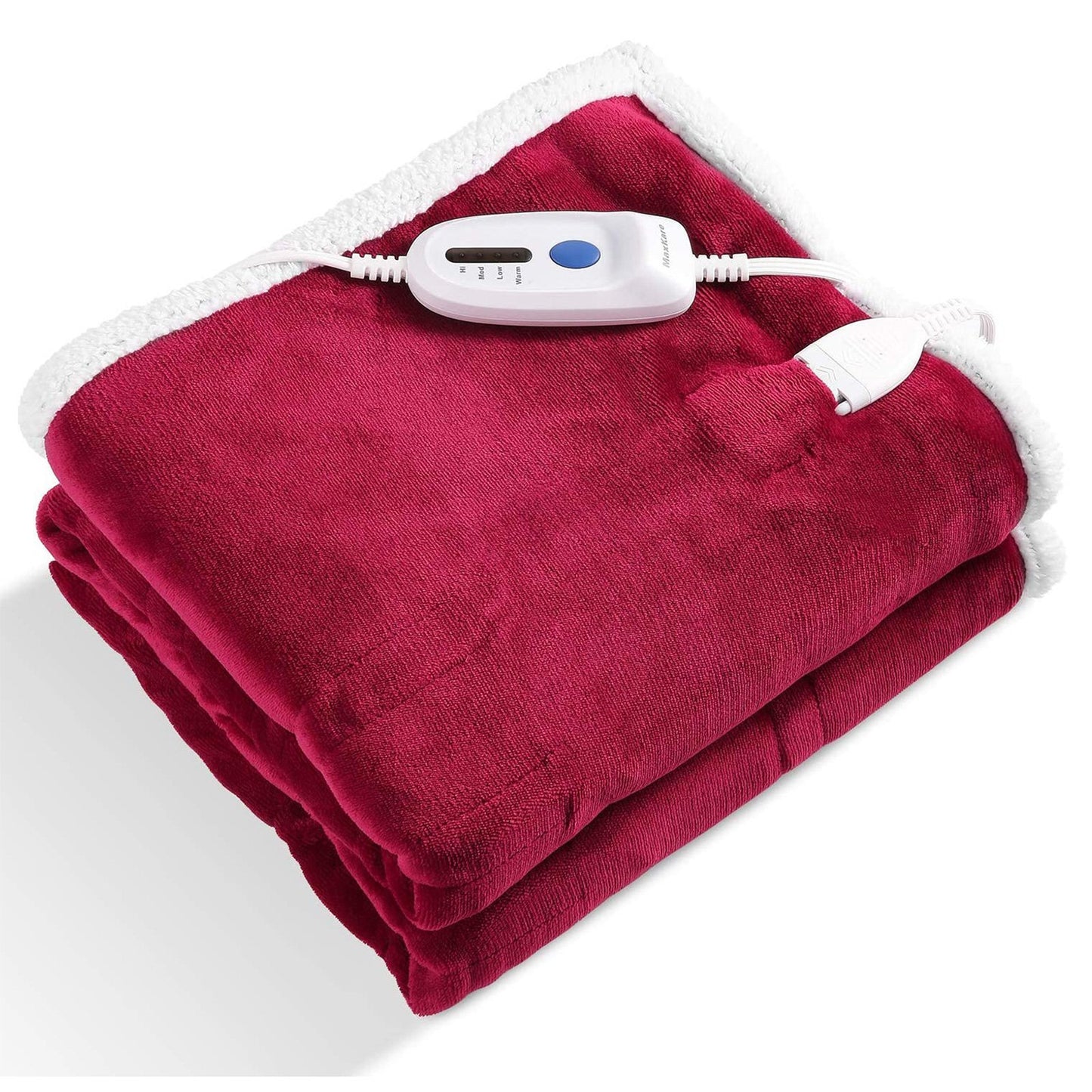 MaxKare Electric Blanket Heated Throw Flannel & Sherpa Fast Heating Blanket 50" x 60", ETL Certification with 4 Heating Levels & 3 Hours Auto-Off Timing Settings, Home Use & Machine Washable - NAIPO
