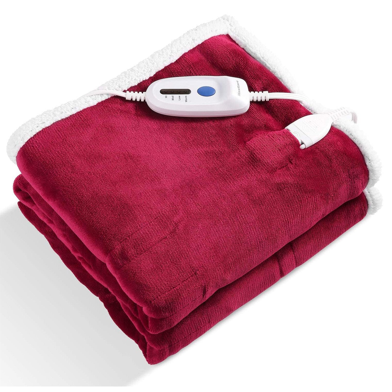 MaxKare Electric Blanket Heated Throw Flannel & Sherpa Fast Heating Blanket 50" x 60", ETL Certification with 4 Heating Levels & 3 Hours Auto-Off Timing Settings, Home Use & Machine Washable - NAIPO