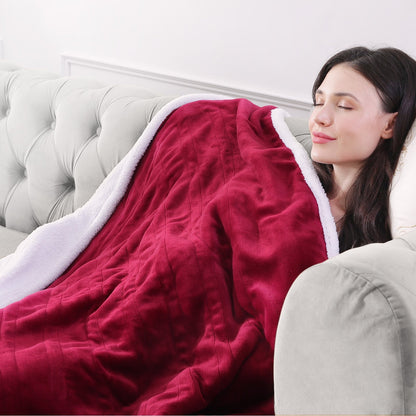 MaxKare Electric Blanket Heated Throw Flannel & Sherpa Fast Heating Blanket 50" x 60", ETL Certification with 4 Heating Levels & 3 Hours Auto-Off Timing Settings, Home Use & Machine Washable - NAIPO