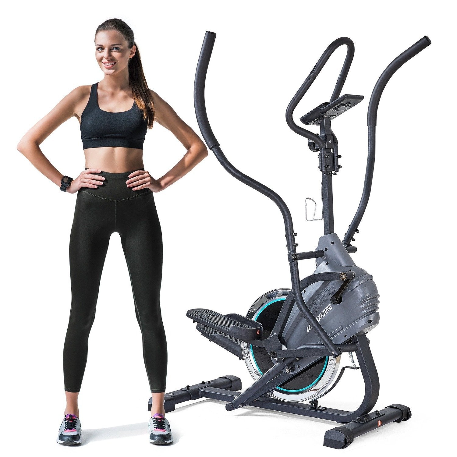 Load image into Gallery viewer, MaxKare Elliptical Climber Exercise Trainer Machines Cardio Stepping Training Magnetic Fywheel 3PCS Crank LCD Monitor 220 LBS Max Weight For Home Indoor Use - NAIPO
