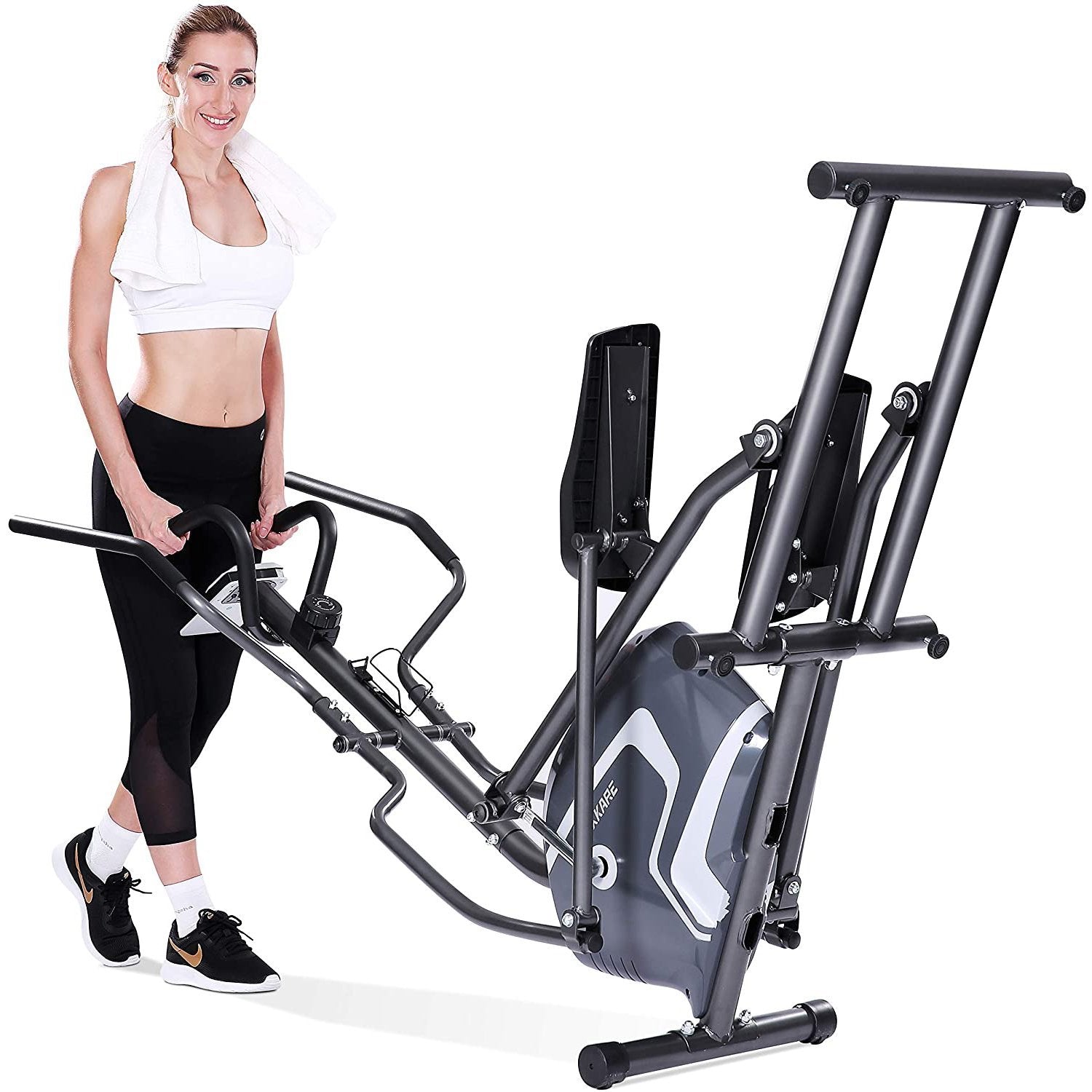 Load image into Gallery viewer, MaxKare Elliptical Machine Trainer Magnetic Elliptical Exercise Machine Front Flywheel Driven for Home use with 8-Level Resistance LCD Monitor Pulse Smooth Quiet - NAIPO

