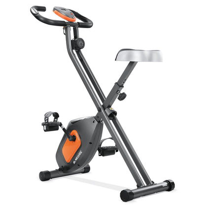 MaxKare Folding Upright Exercise Bike with Magnetic Resistance Indoor Cycling Bike Stationary Bike w/Extra Large Cushion Seat/Pulse Sensor/LCD Monitor Portable For Home Use - NAIPO