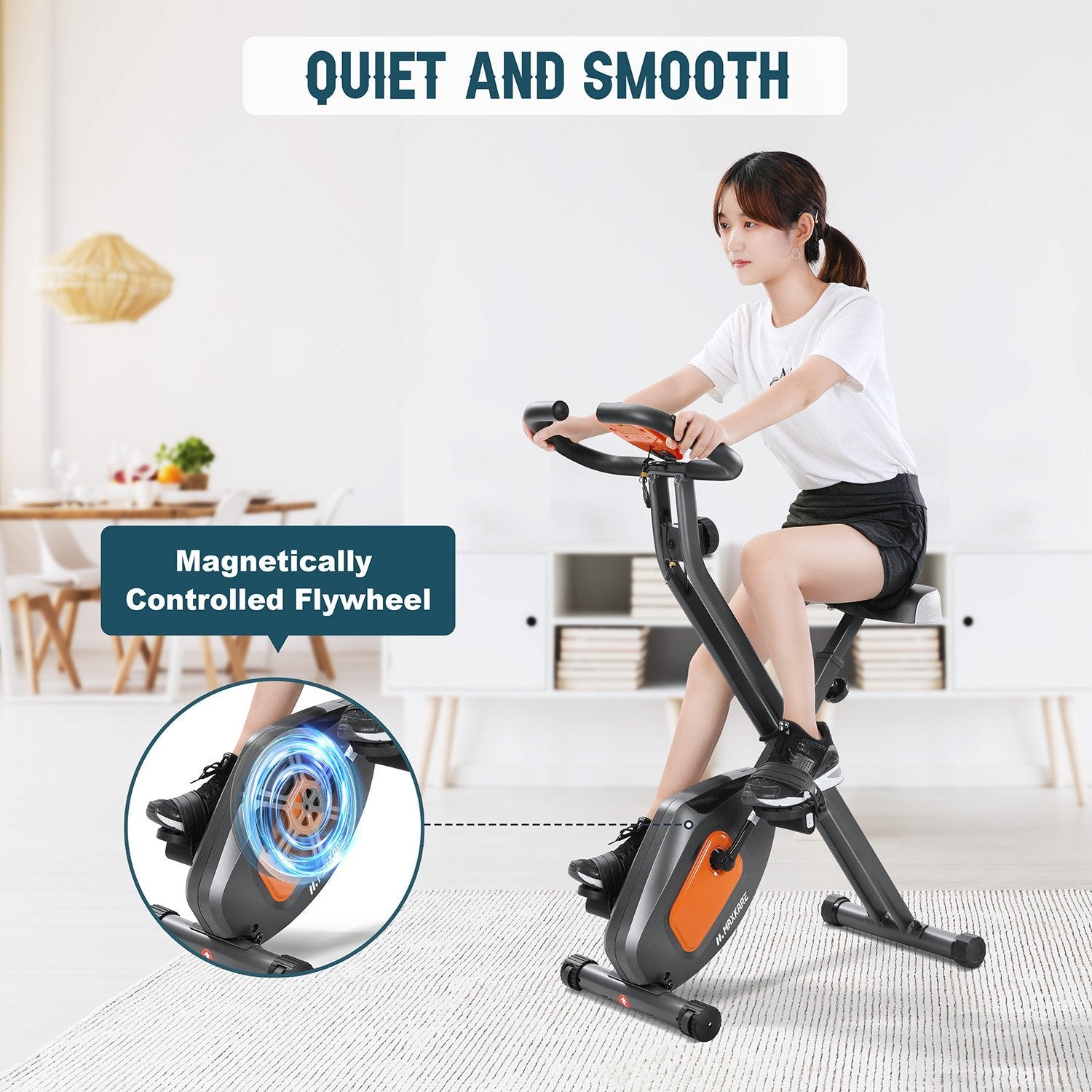 MaxKare Folding Upright Exercise Bike with Magnetic Resistance Indoor Cycling Bike Stationary Bike w/Extra Large Cushion Seat/Pulse Sensor/LCD Monitor Portable For Home Use - NAIPO