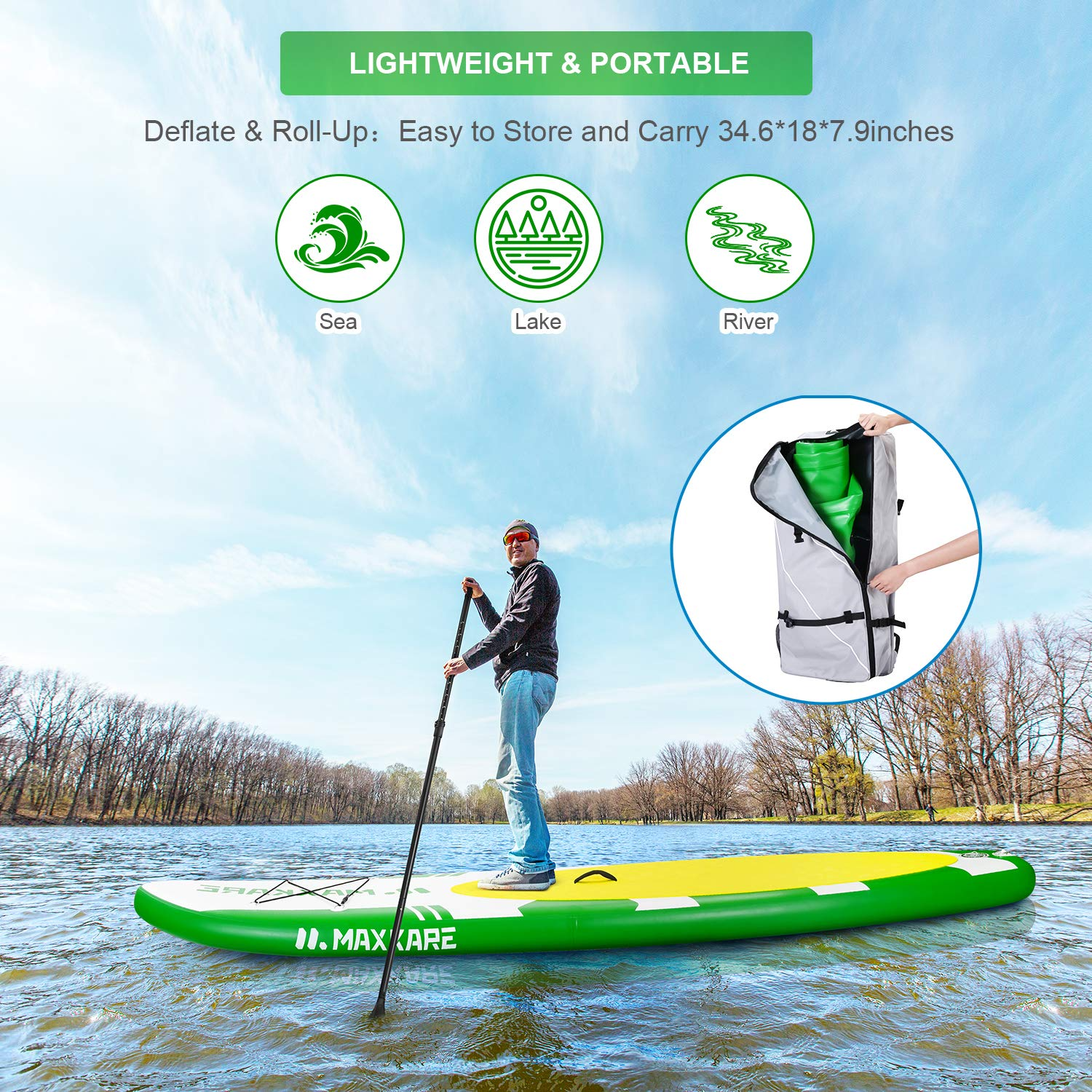 MaxKare Inflatable Paddle Board SUP Stand Up Paddle Board – MAXKARE