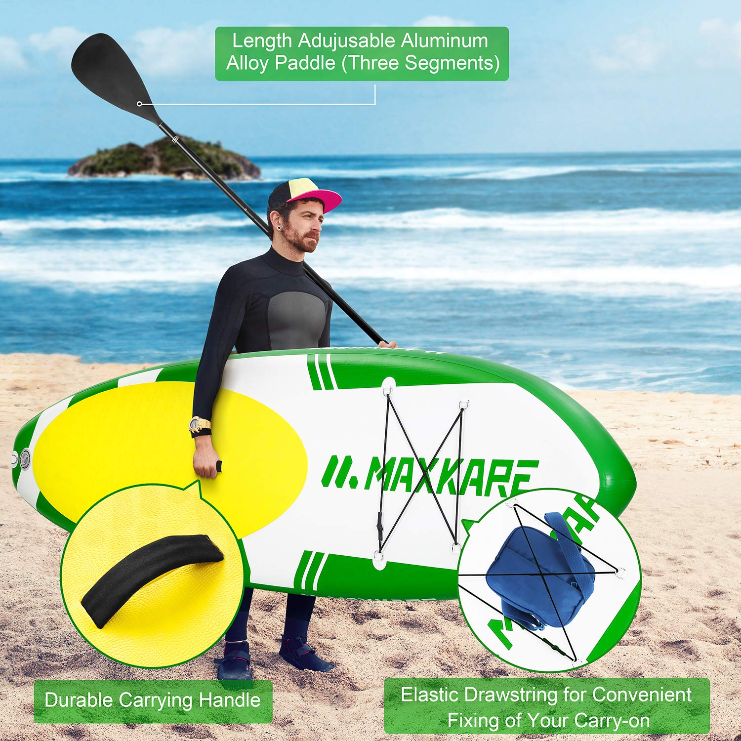SUP Up Paddle Board MAXKARE MaxKare Stand Inflatable Board – Paddle