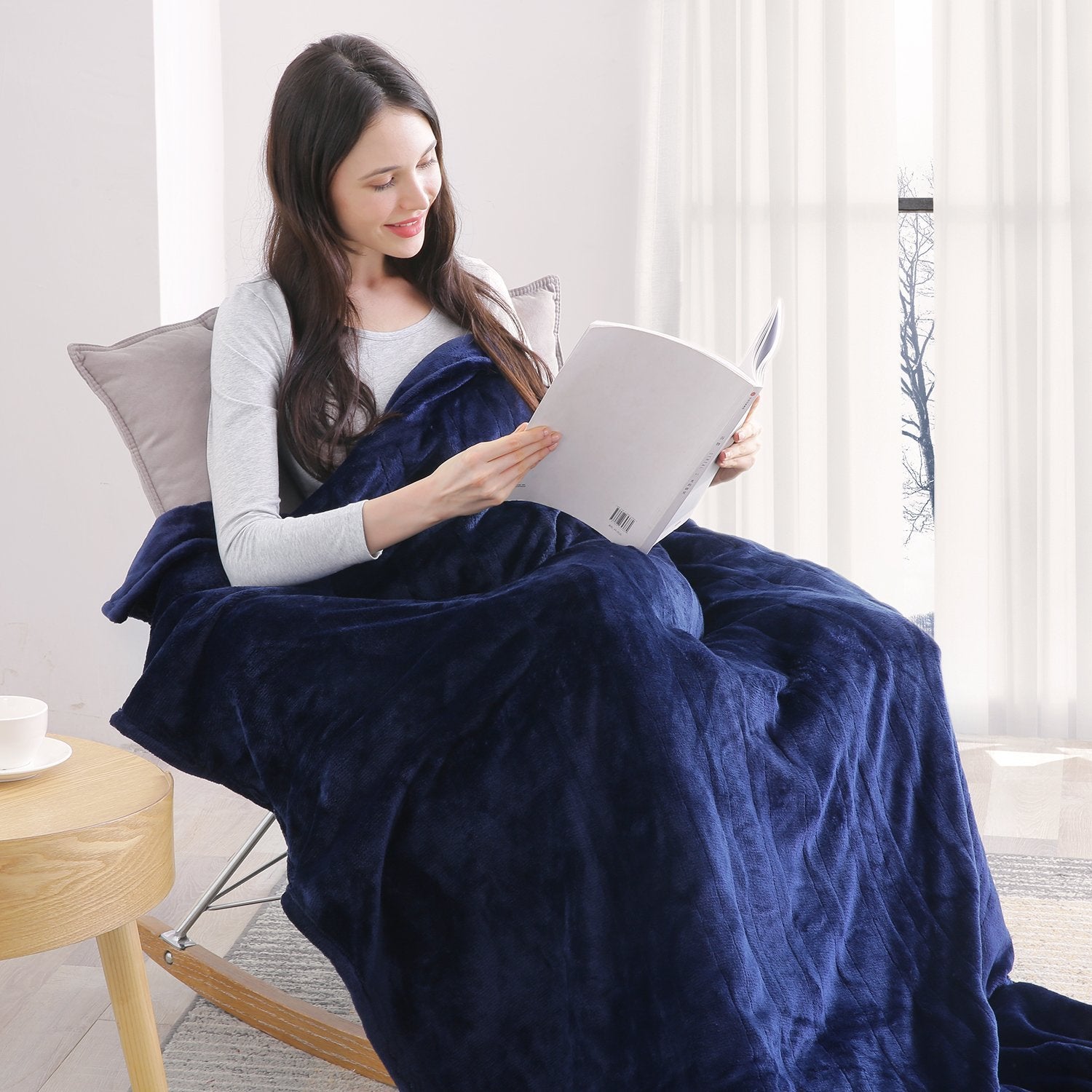 MaxKare Large Electric Heated Blanket Adjustable Timer 4 Heating Levels, Twin Size 62" x 84"in Heated Throw Blanket Auto-Off Feature Machine-Washable Fabrics Full Body Comfort - NAIPO