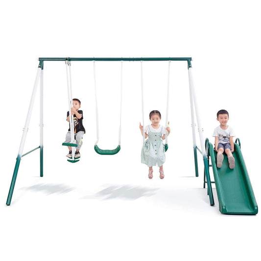 MaxKare Metal Swing Set for Backyard with Slides Medium and Large Playground Swing Set Suitable for Kids Toddlers Porch Backyard 2 in 1 Game Set Outdoor and Indoor - NAIPO